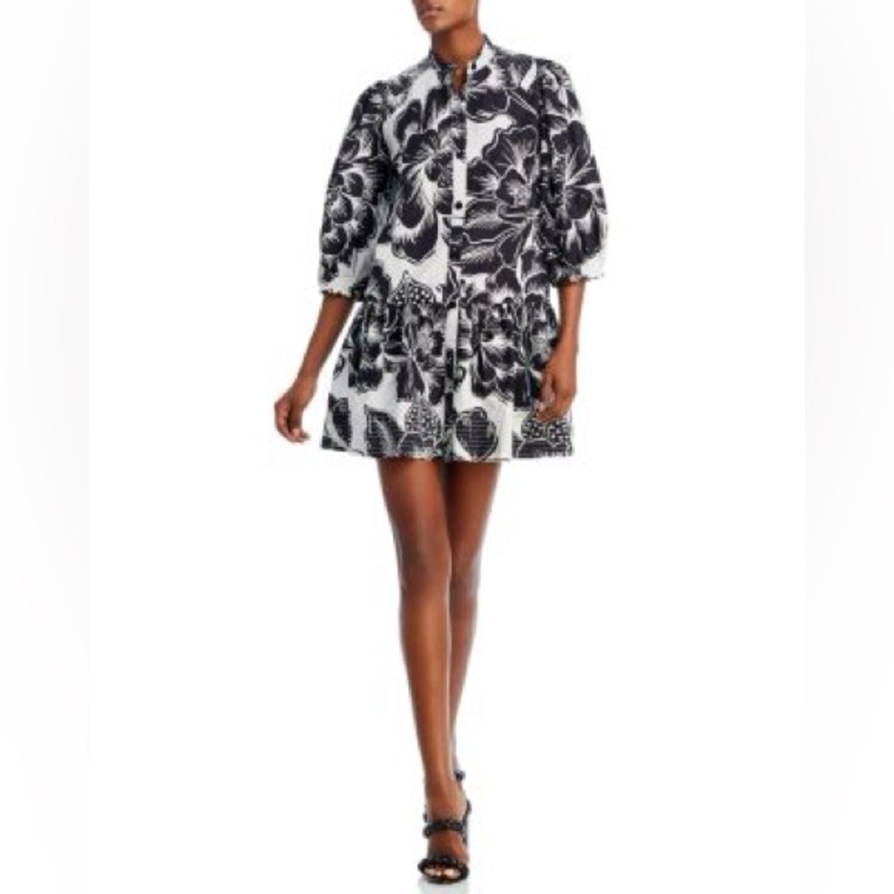 FARM Rio Chita Woodcut Black & White Minidress Size M